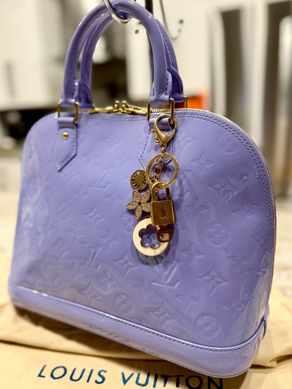 Louis Vuitton Authentic Vernis Alma in Custom Lilac Patent Color